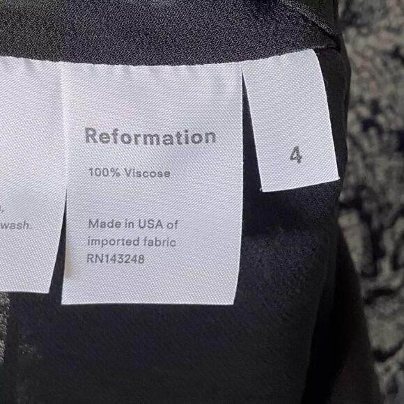 Reformation Stevie Mini Blue Dress Ruffle Snake Print Size 4 - Picture 6 of 7